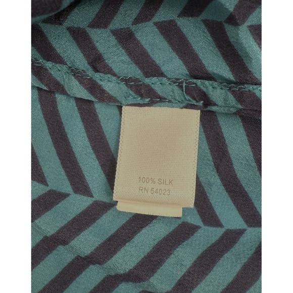 Banana Republic 100% Silk Shell Blouse Womens Size XL Turquoise Navy  Top - Picture 4 of 9